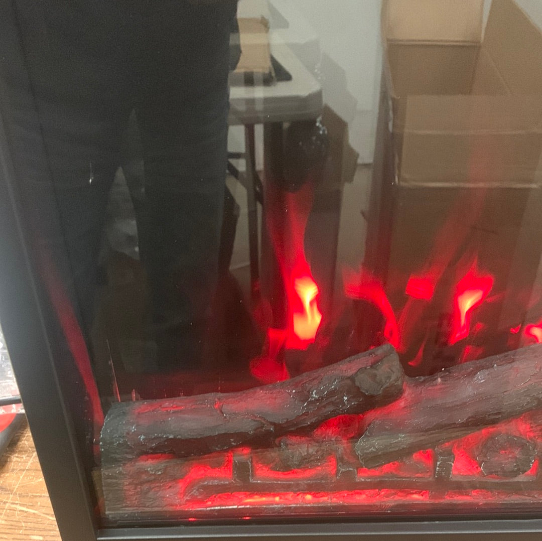 Large, 34"Electric Fireplace Heater Log Flame Effect w/ Remote Control 1500W, interior scratches