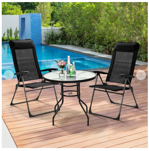 Patio Chair with Adjust Back and Headrest-Black