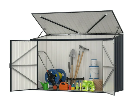 6.3 x 2.6 FT Metal Outdoor Storage Shed w/ Lockable Door Hydraulic Gas Rod _ Customer Return