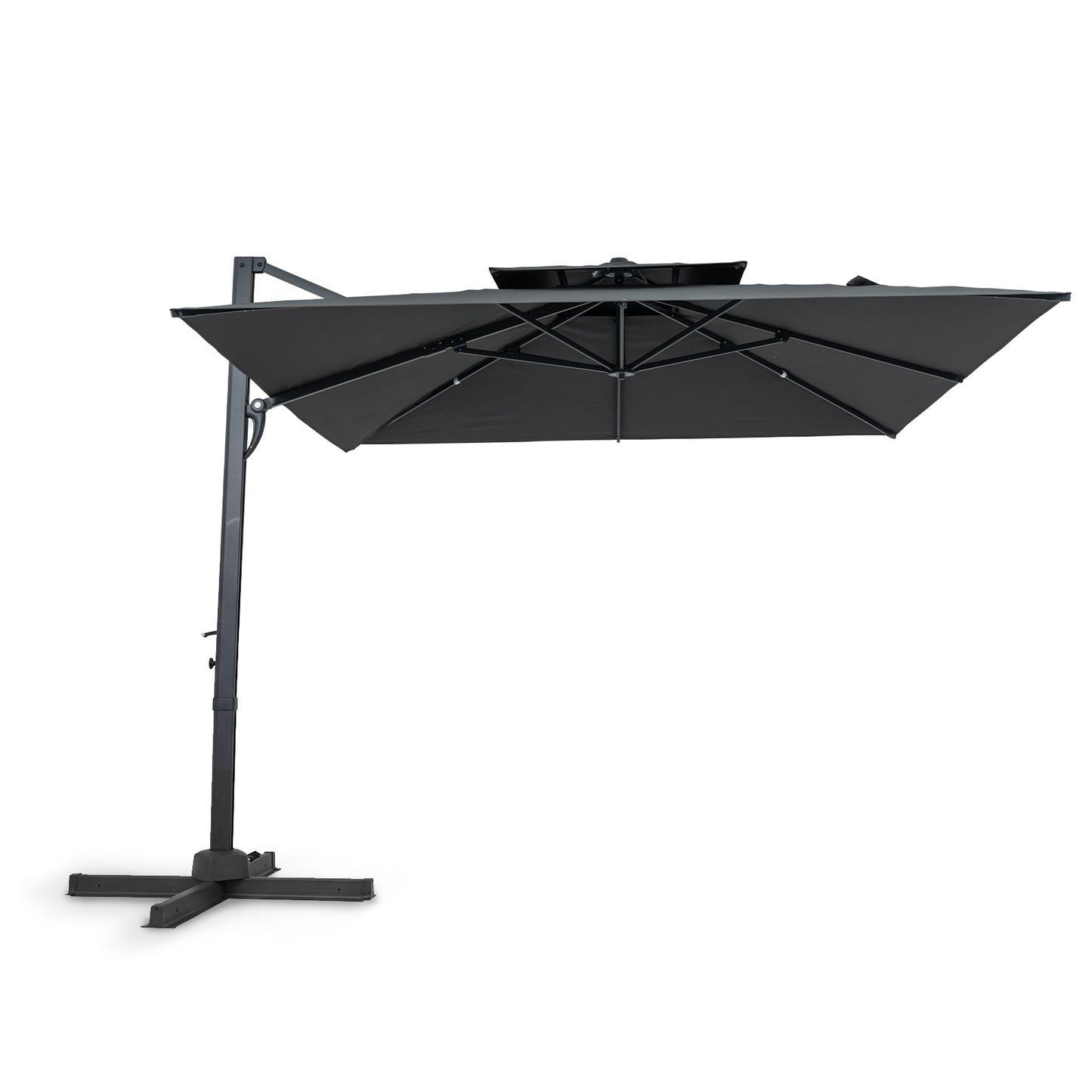 10 FT Patio Cantilever Umbrella with 360° Rotation and 8 Sturdy Ribs for Backyard-Gray