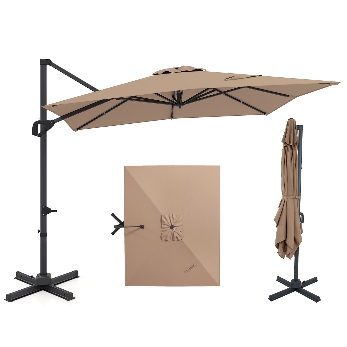 11 x 9 FT Cantilever Patio Umbrella with 360 Rotation FULLY ASSEMBLED