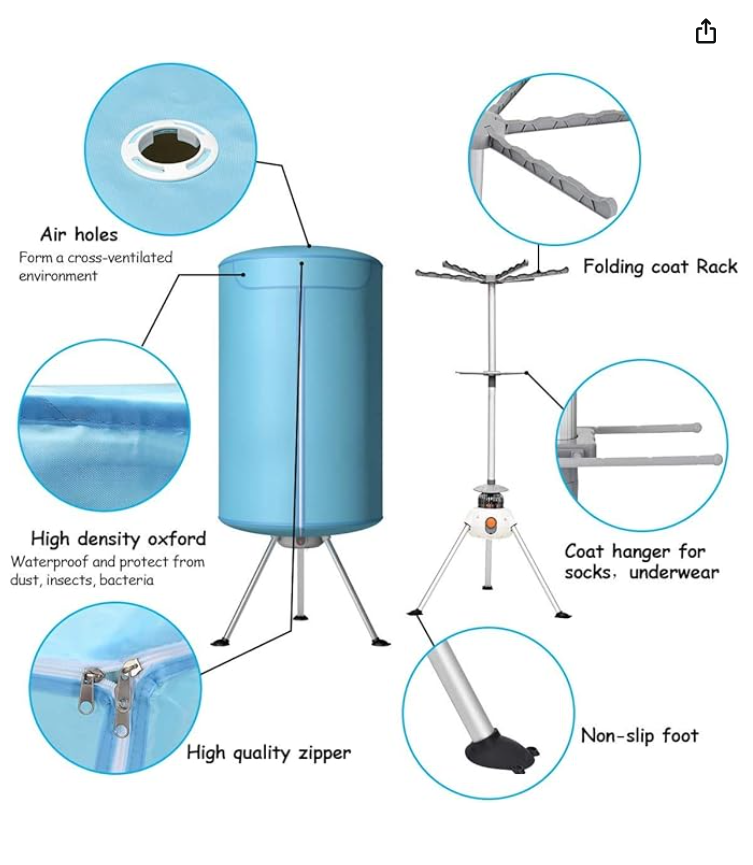 Portable Clothes Dryer, Ventless Laundry Dryer for Home & Dorms