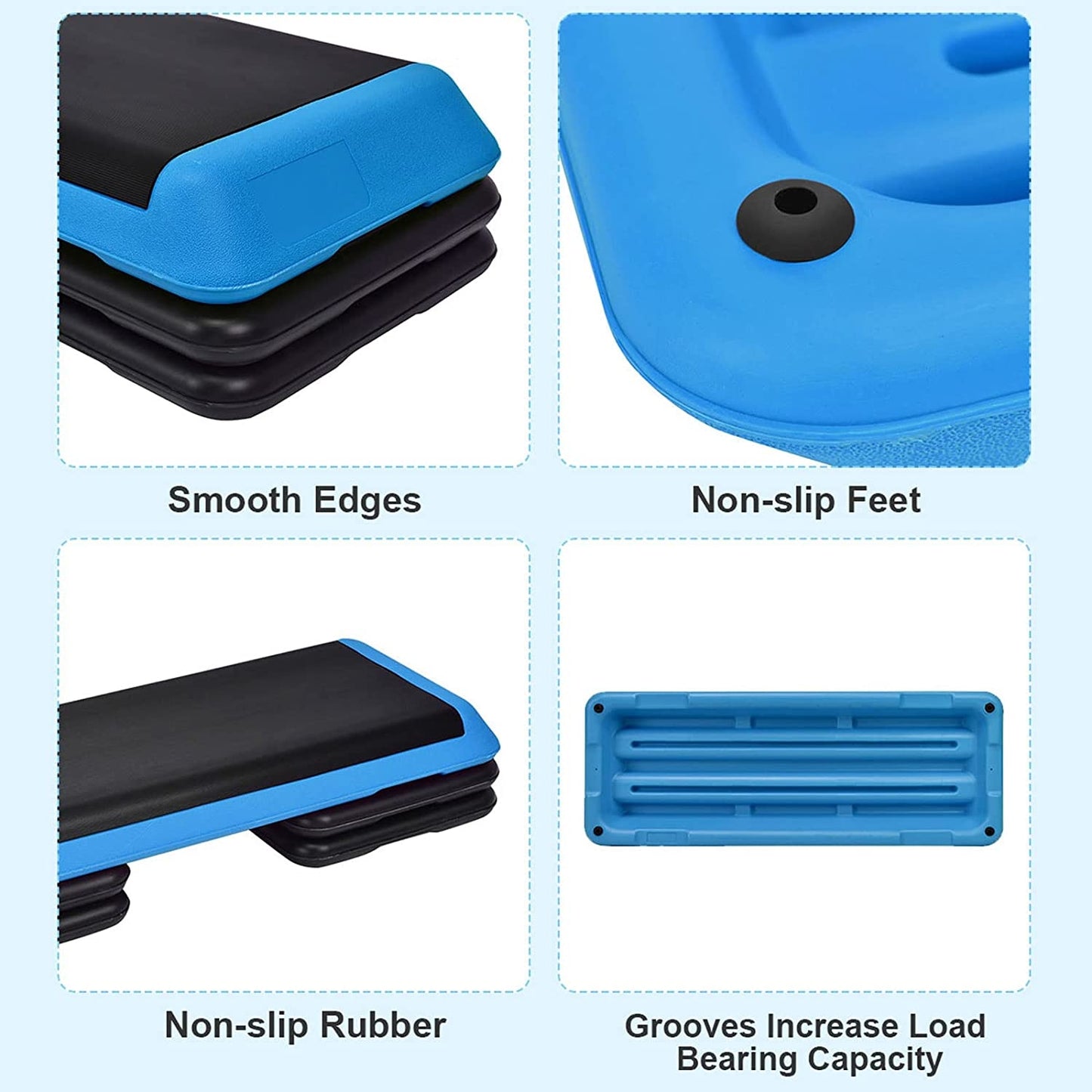 SPECIAL - 43 Inch Height Adjustable Fitness Aerobic Step with Risers-Blue