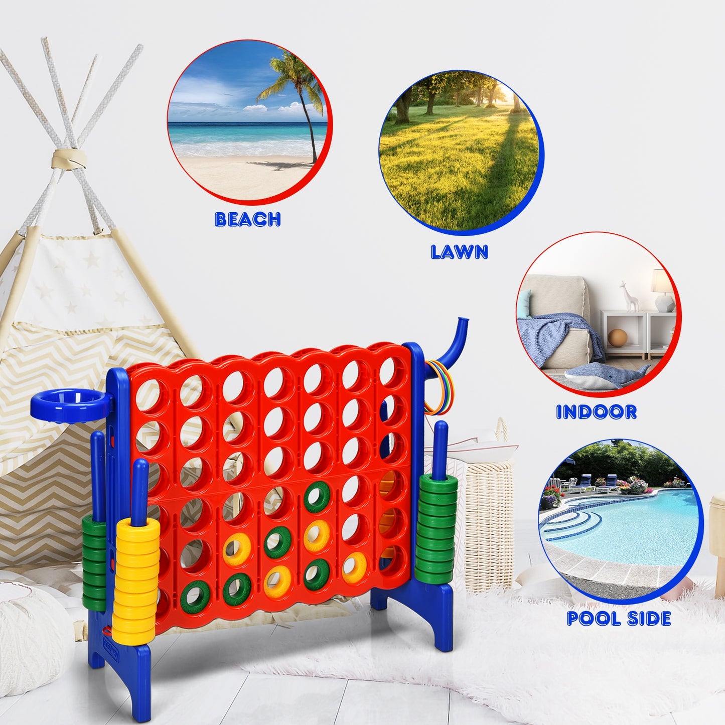 SPECIAL, 2.5 ` 4-to-Score Game Set, damaged part but functions, please see Description, 1 box unassembled