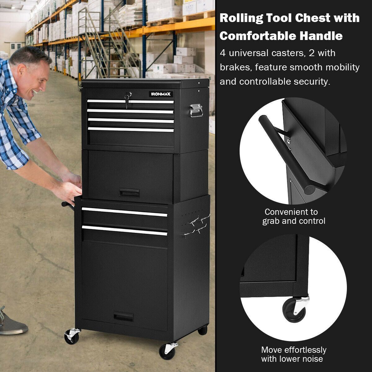 SPECIAL - Tool Chest with Heightening Cabinet-Black, Fully Assembled (Customer Return)