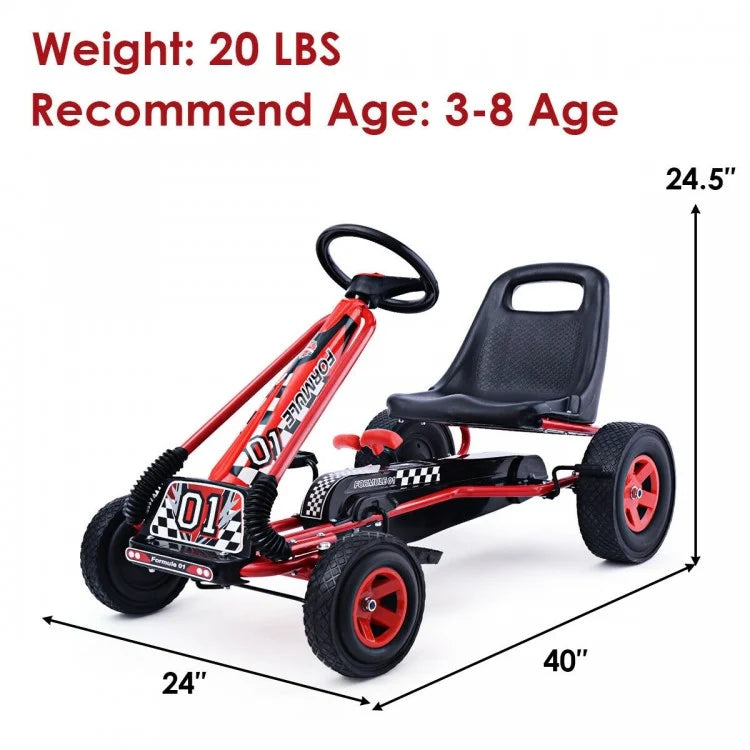 4 Wheels Kids Ride On Pedal Powered Bike Go Kart Racer, assembled