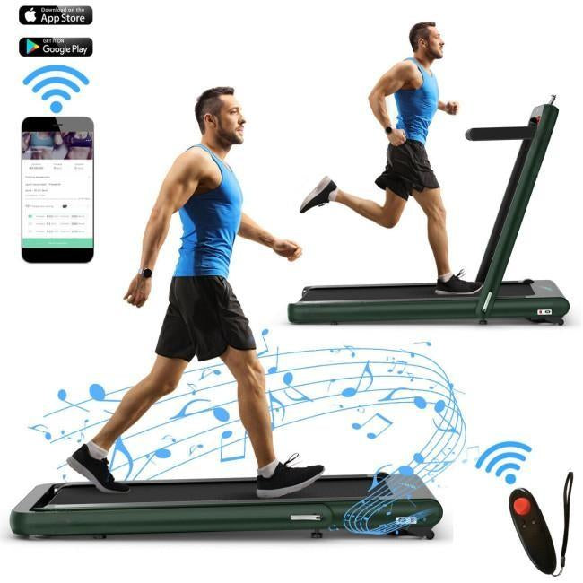 *CLEARANCE SPECIAL* 4.75HP 2 In 1 Folding Treadmill with Remote APP Control-Green (I Box)