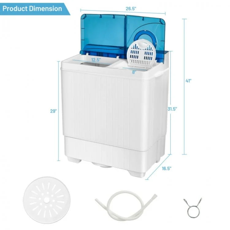 SPECIAL, 26 lbs Portable Semi-automatic Washing Machine with Built-in Drain Pump