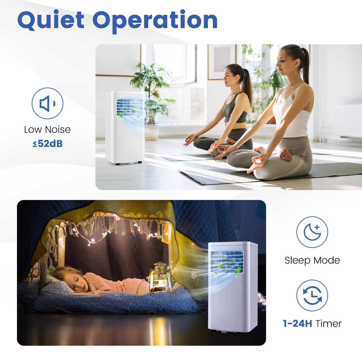 3-in-1 Portable Air Conditioner with Fan Dehumidifier and Quiet AC-White, 8000 btu