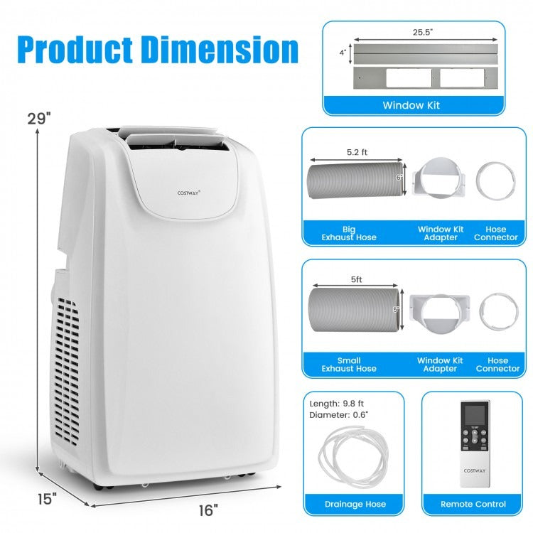 11500 BTU(Ashrae) Dual Hose Portable Air Conditioner with Remote Control