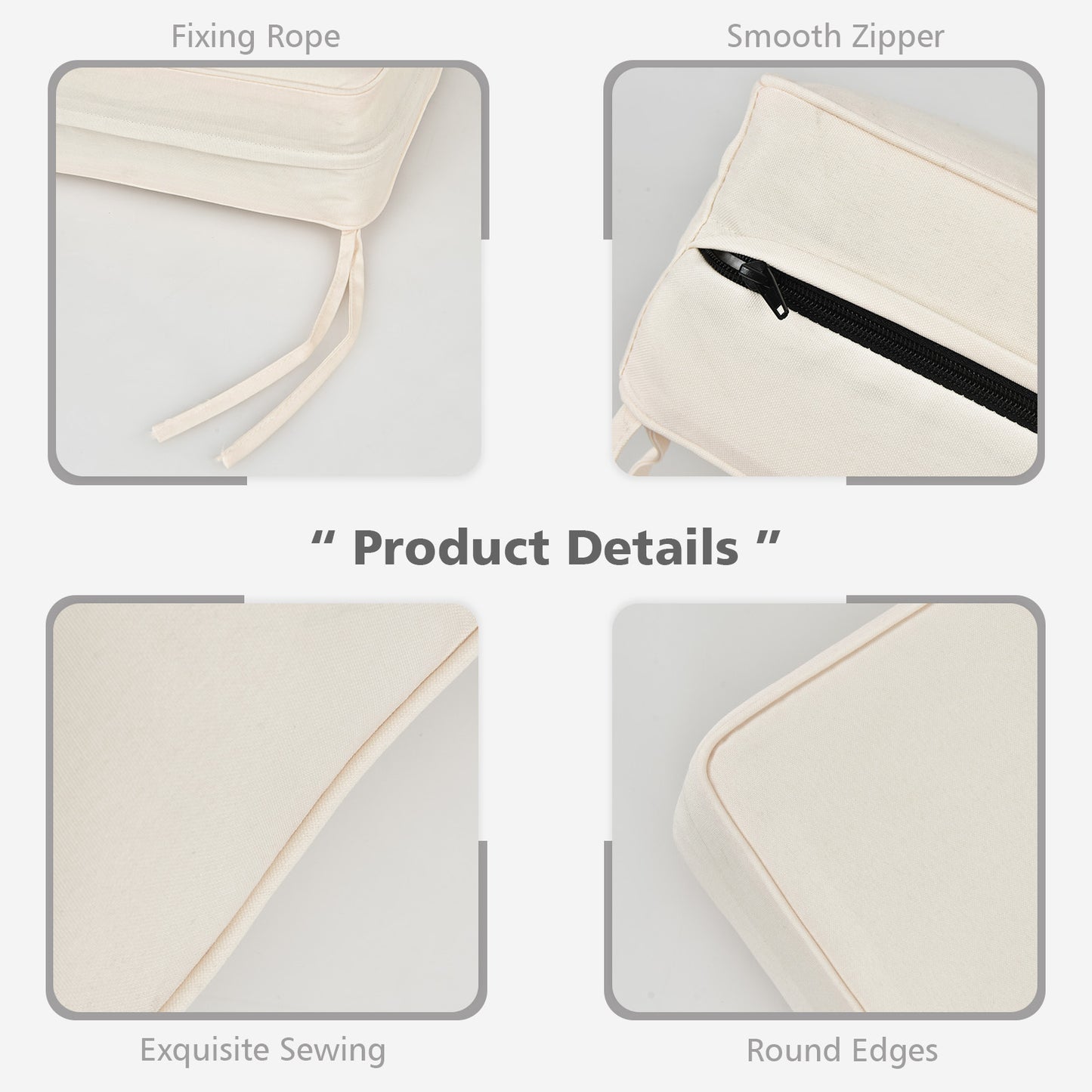 OURS IS BEIGE, Deep Seat Chair Cushion Pads Set with Rope Belts