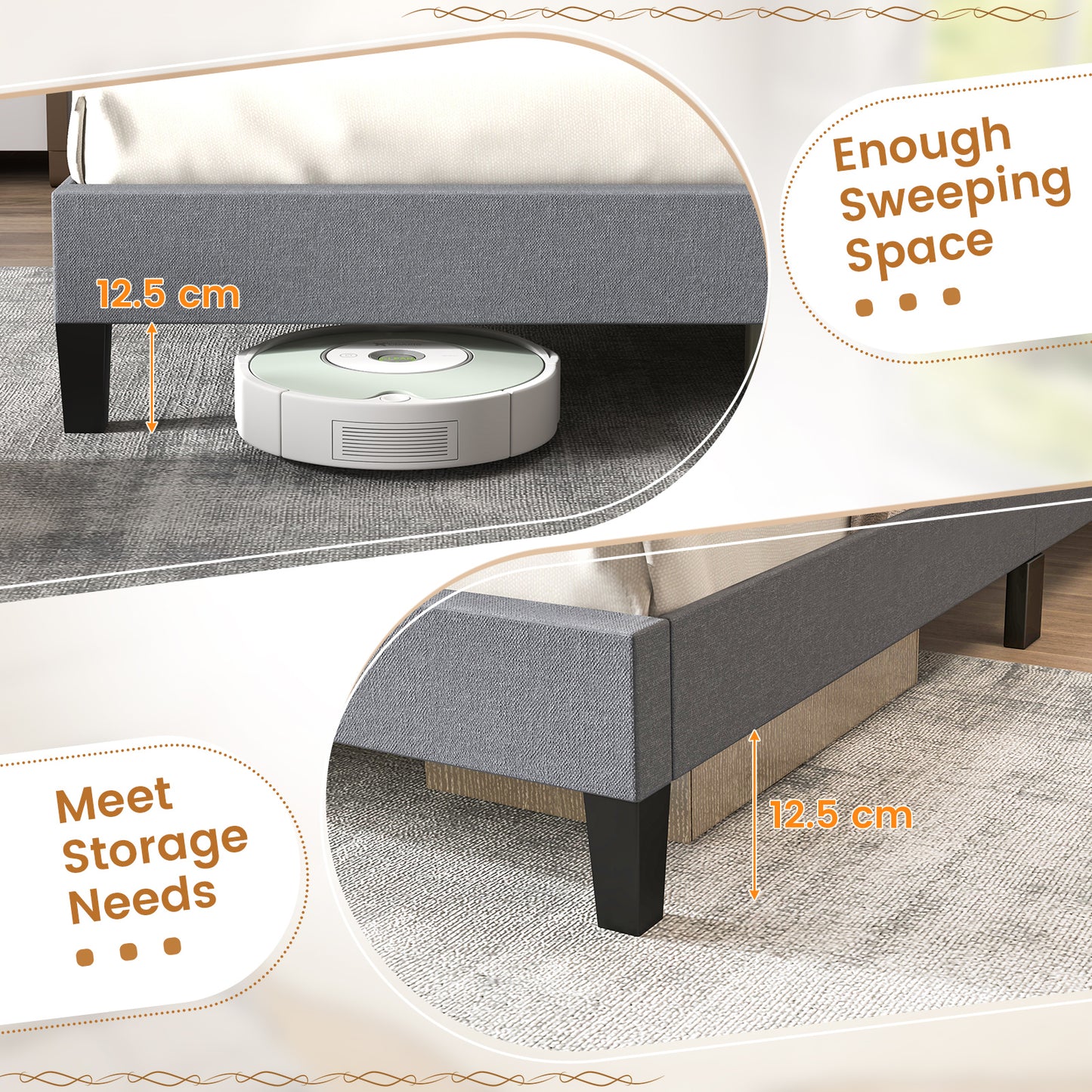 Queen Size Upholstered Platform Bed with Button Tufted Headboard (1 Box, Assembly Required)