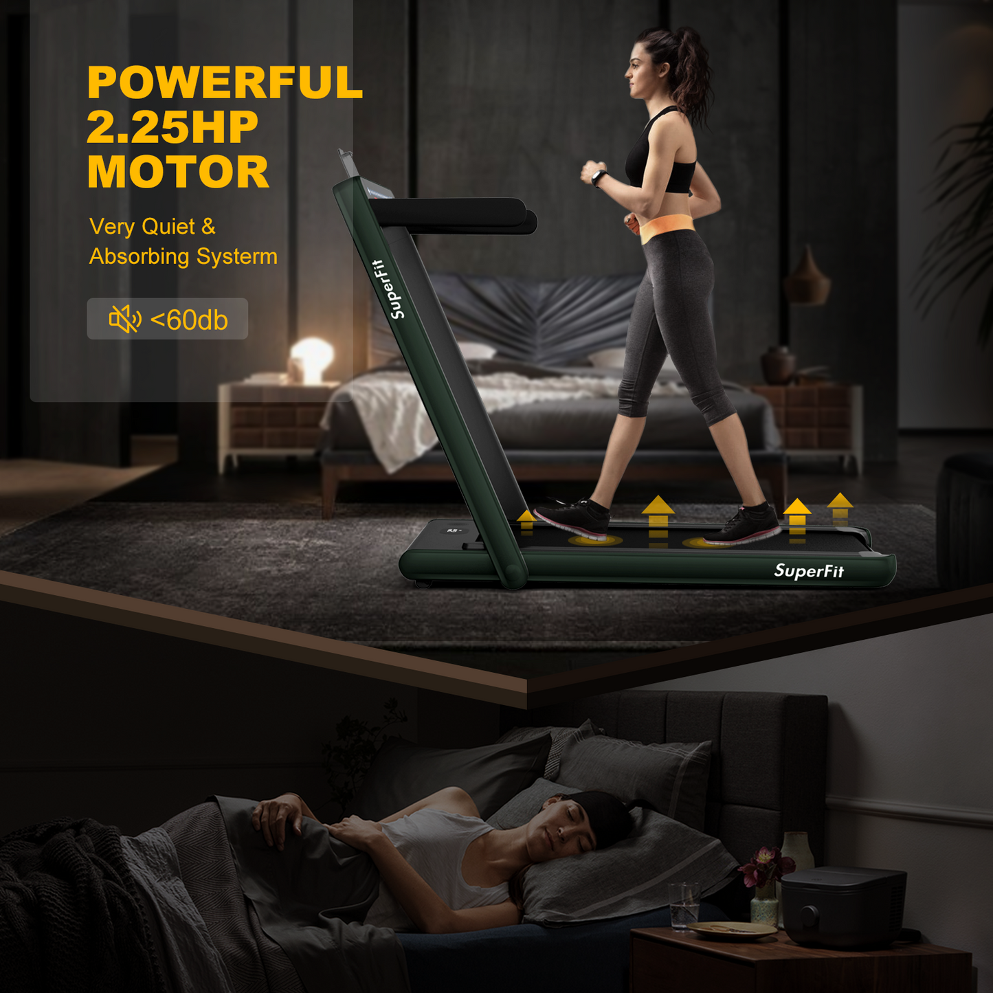 !CLEARANCE SPECIAL! - 2-in-1 Electric Fitness Folding Treadmill-Green MAX 265 lbs