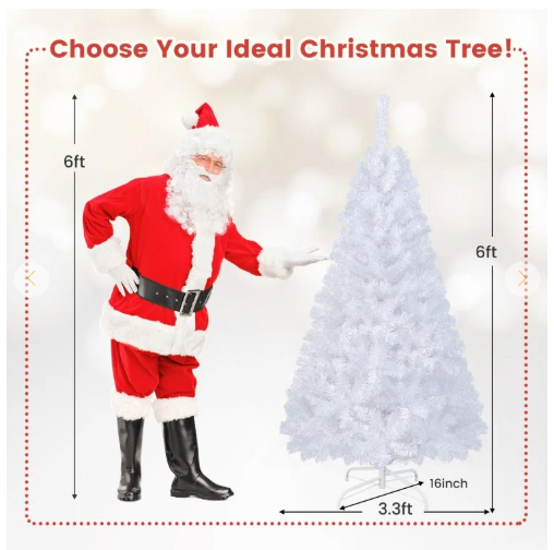 6Ft Hinged Artificial Christmas Tree Premium Pine Tree 1000 Tips w/ Metal Stand *UNLIT*