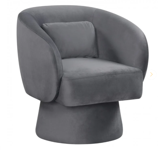 Swivel Accent Chair Upholstered Barrel Chair with Curved Back and Removable Lumbar Pillow