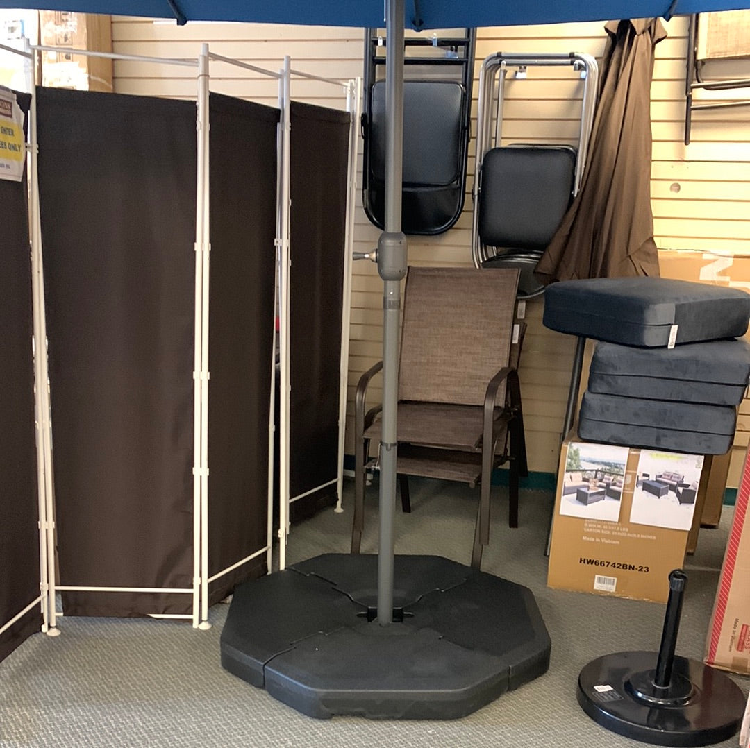 15FT Double-Sided Twin Patio Umbrella Outdoor Market W/ Crank & Base, Blue