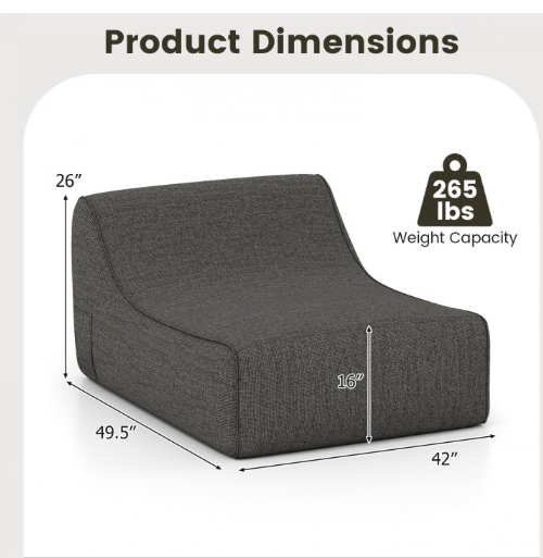 Portable L-Shaped Inflatable Lazy Sofa with Detachable Cover-Gray