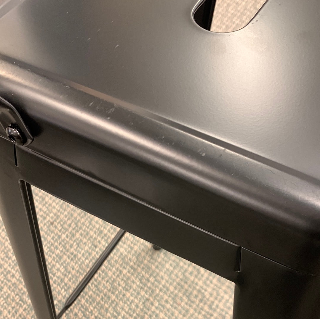 Set of 4, 30 Inch Vintage Metal Bar Stool with Removable Middle Back, 1 light scuff mark