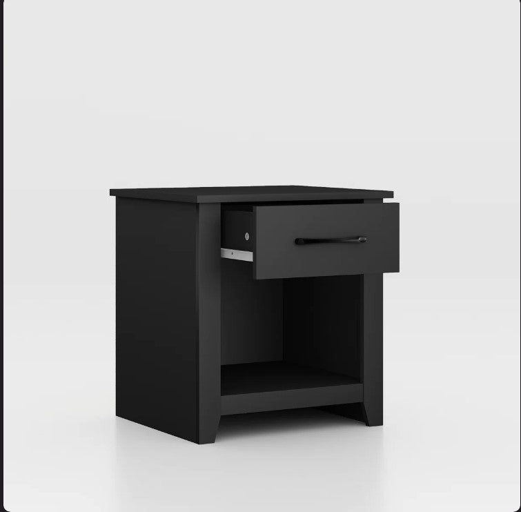 Walter 20.3" 1 Drawer Nightstand, Black - Assembled