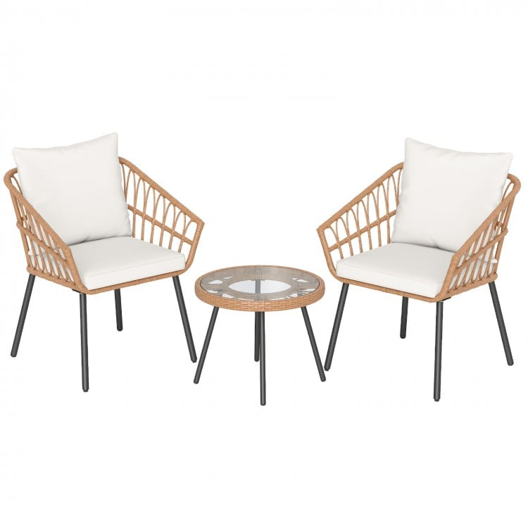 3 Piece Patio Bistro Set with Heavy Duty Metal Frame, fully assembled