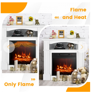 32" 1400W Electric Fireplace Mantel or TV Stand fireplace included, fully assembled