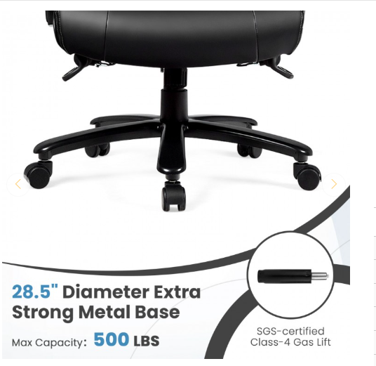Big and Tall 400 Pounds PU Leather Massage Office Chair-Black (Assembled)