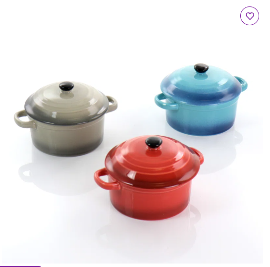 Crock-pot Pembury 9.6 oz Stoneware Round Casserole with Lids (Set of 3) mini size