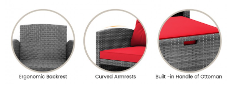 3 Piece Patio Rattan Chair, Ottoman and Side Table (See Notes)