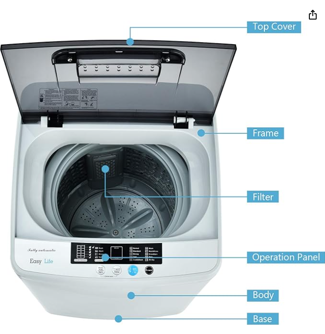 Portable Washing Machine, 2-in-1 Laundry Washer and Spin Combo with 10 Programs, 8.8lbs Capacity, Drain Pump and LED Display, Full Automatic Washer for Apartment, RVs, Dorm, White