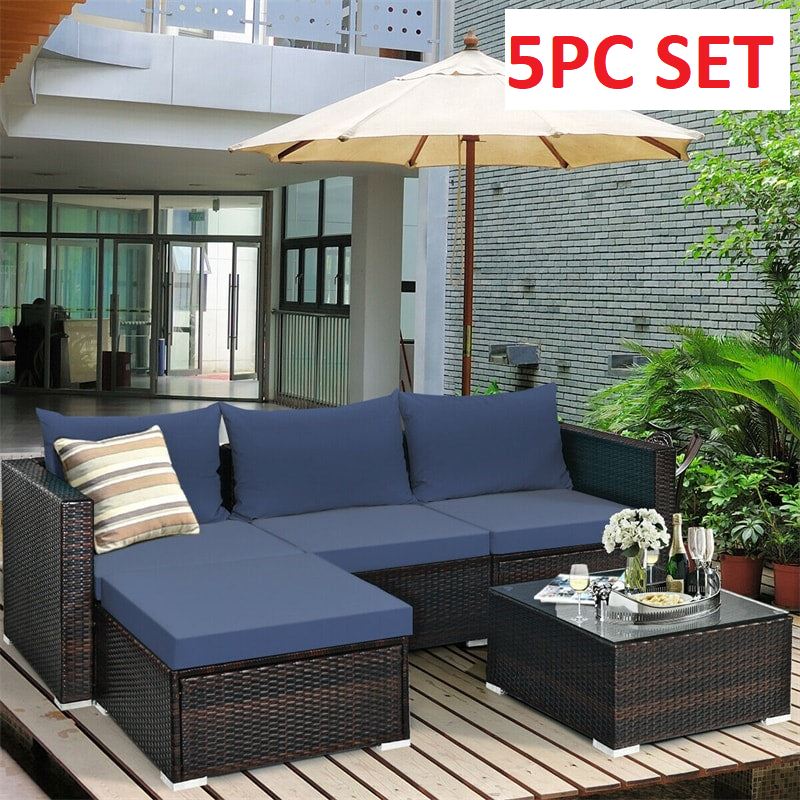 5PCS Patio Rattan Furniture Set Sectional *FULLY ASSEMBLED*