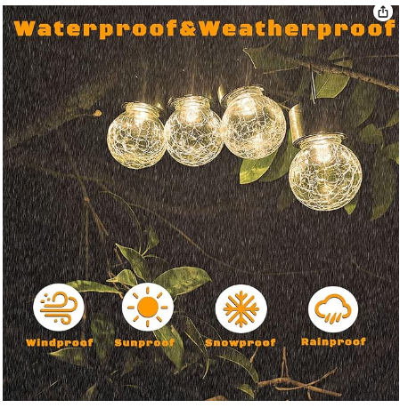 Set of 2 - Solar Garden Lights Outdoor, Hanging Solar Lights
