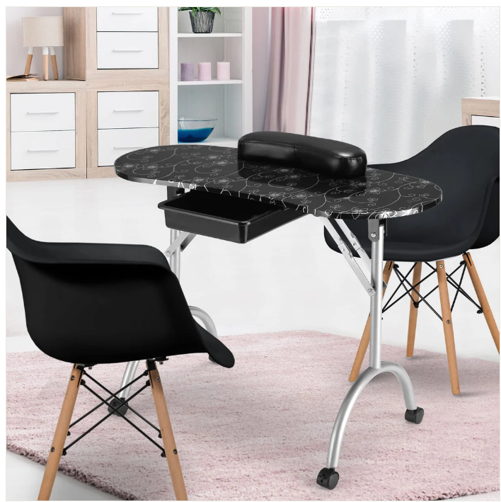 Manicure Nail Table Portable Station Desk - Black