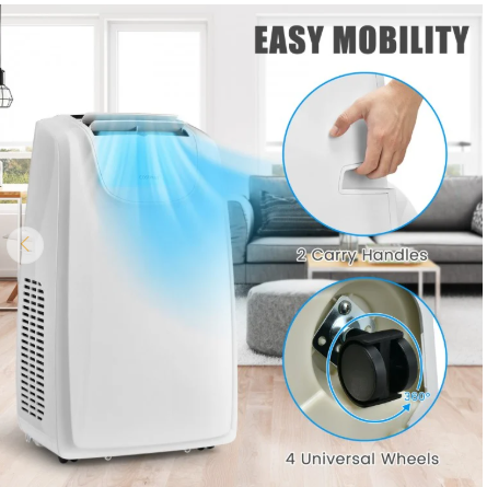 12000 BTU Dual Hose Portable Air Conditioner with Remote Control-White