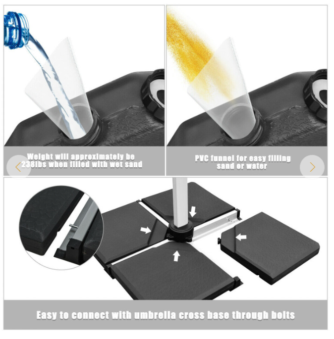 *SPECIAL* - 4 Pieces Square Fillable Patio Umbrella Base Set