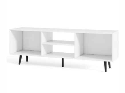 47.5 Inches Tv Stand For 55-Inch Tv With Compartments And Metal Legs-White