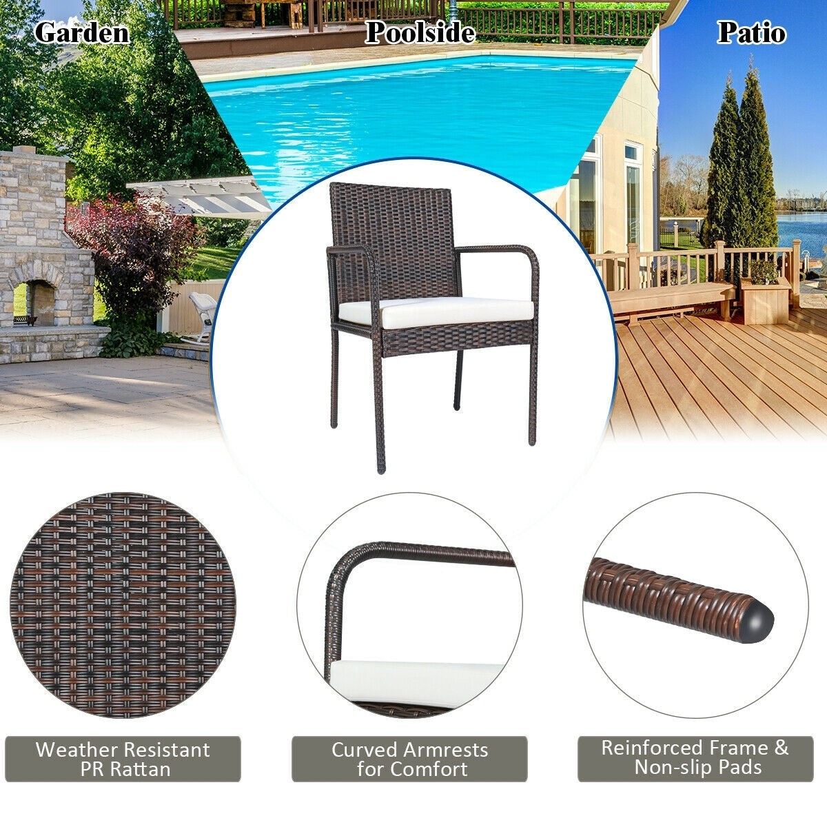 SUPER SPECIAL, Outdoor Patio Wicker Rattan Dining Chairs Cushioned Sofa