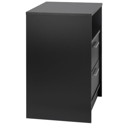 Nightstand Bedside with 2 Drawers and Open Shelf, Black (Fully Assembled)
