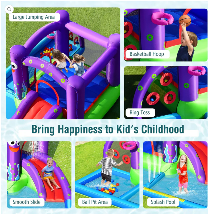 SPECIAL - Inflatable Water Slide Park with Splash Pool and 750W Blower
