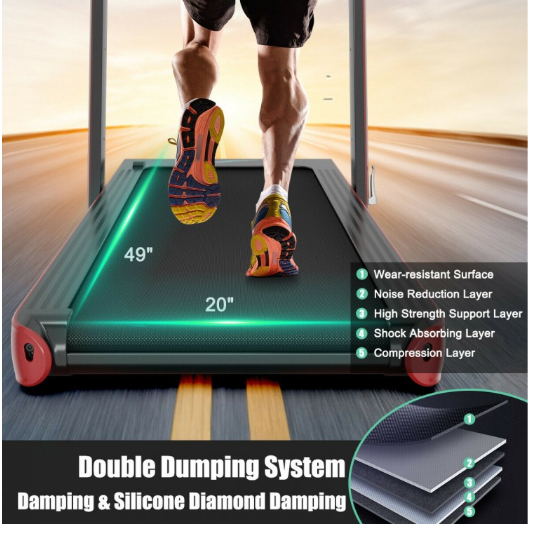 *CLEARANCE SPECIAL* 4.75HP 2 In 1 Folding Treadmill with Remote APP Control-RED (I Box)