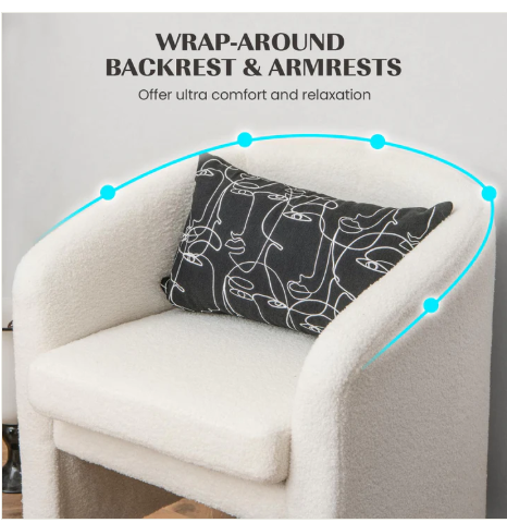 Sherpa Chair with Ottoman - White, customer return special, slightly marked