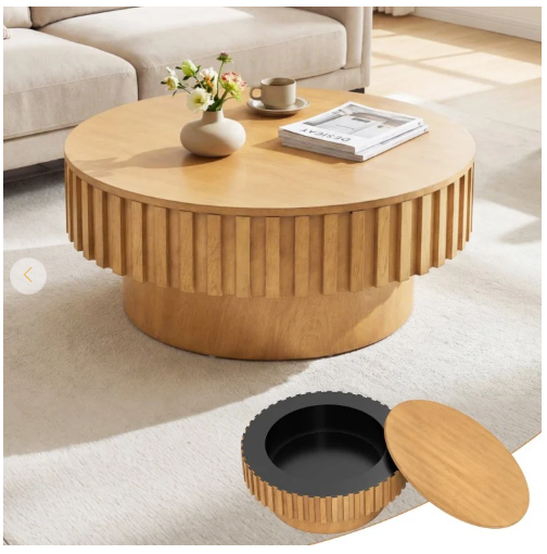 Round Coffee Table with Hidden Compartment