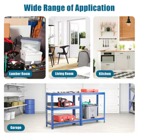 Blue 5-Tier Metal Storage Shelves 60 in. Adjustable Shelves