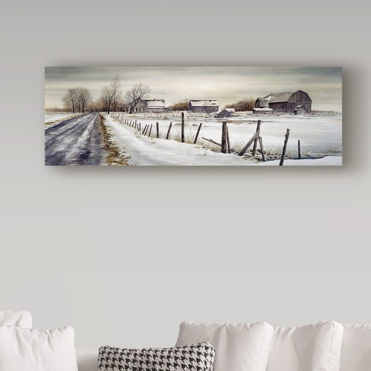 A Long Winter Road by John Morrow - Wrapped Canvas Print