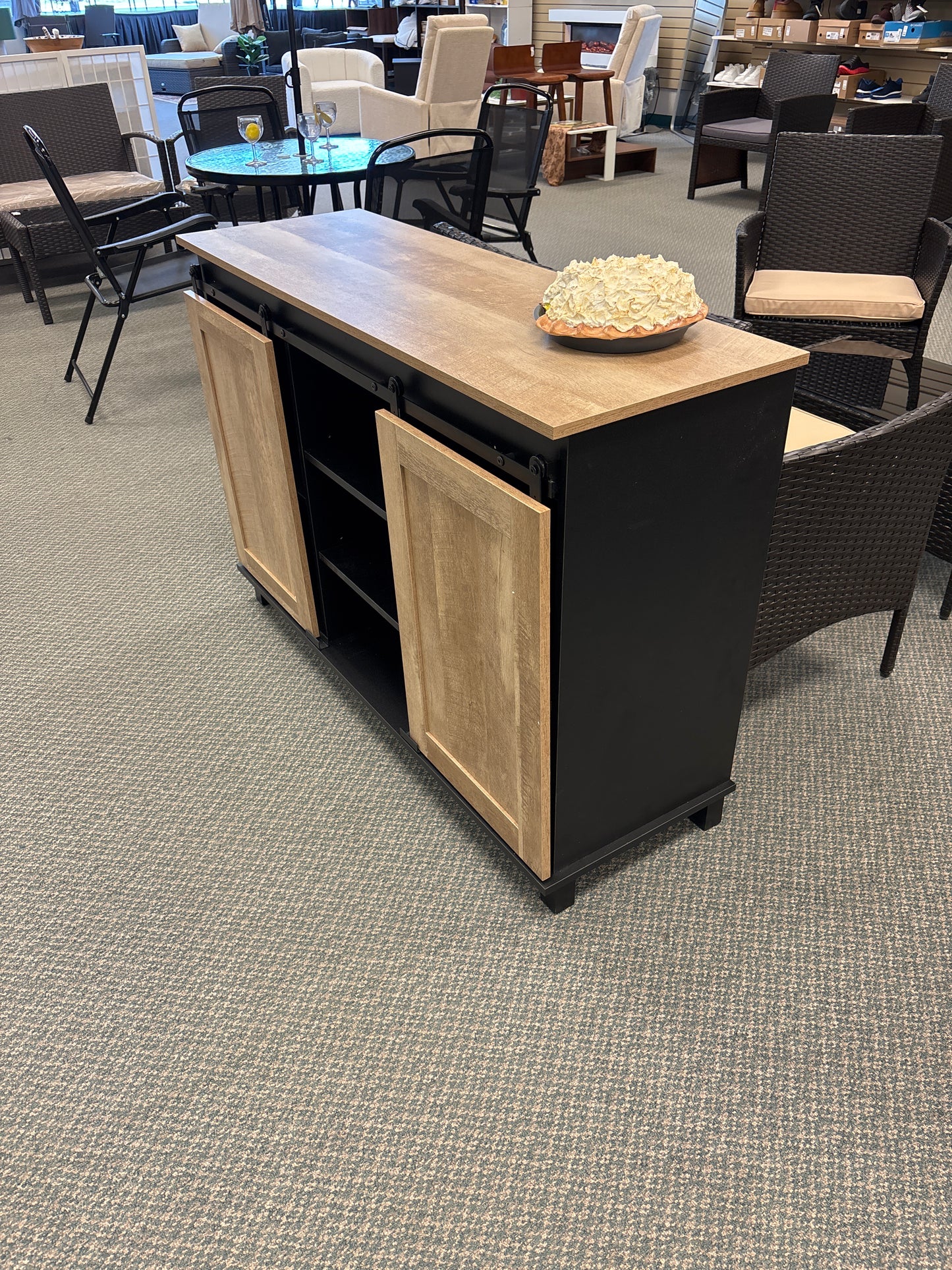 Kitchen Buffet Sideboard with 2 Sliding Barn Doors for Dining Living Room-Oak - FULLY ASSEMBLED