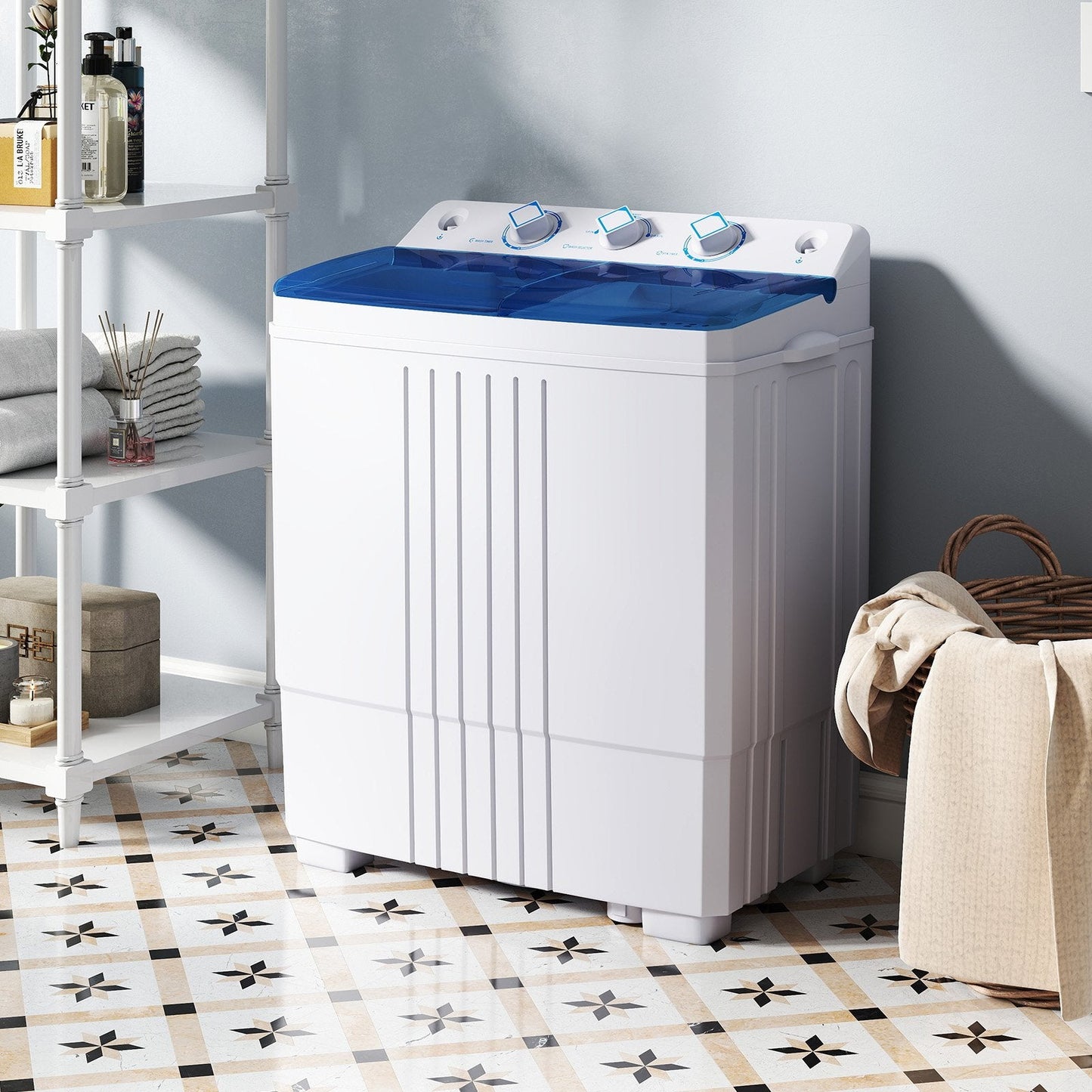 20lbs Portable Washing Machine for Dorms and Apartment (Gravity Drain)-Black