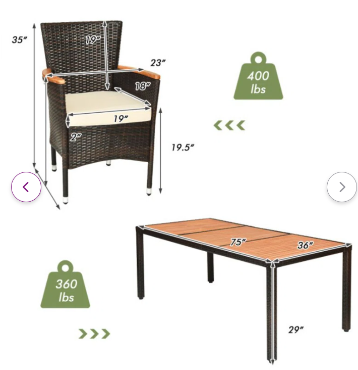 9 piece Dining Set, fully assembled