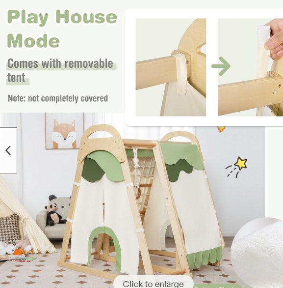 Kid’s Climbing Toy w/Slide Climbing Net Climbing Rock Removable Tent, 1 box unassembled