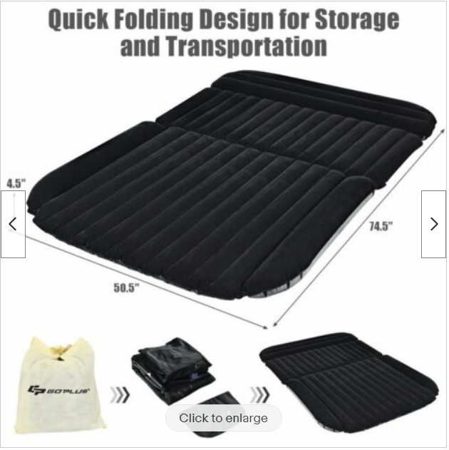Inflatable SUV Backseat Air Mattress for Travel W/ 12v pump