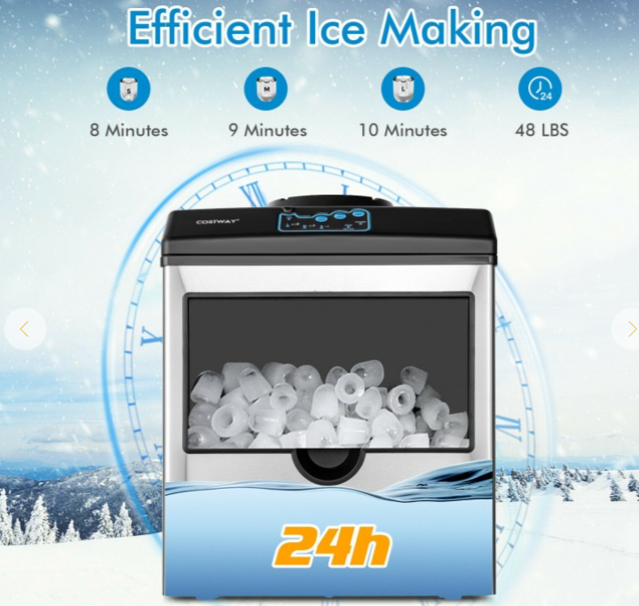 2-in-1 Stainless Steel Countertop Ice Maker with Water Dispenser