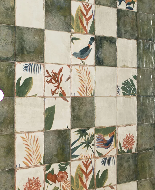 Angela Harris Harbour Sonata Décor 8" x 8" Ceramic Field Tile, - 18 units -